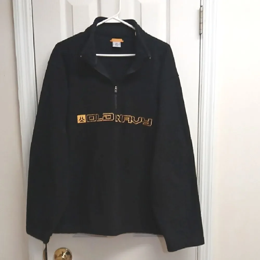 ❄️Old Navy Black Pullover Sweater for Men XXL DRAWSTRING BOTTOM